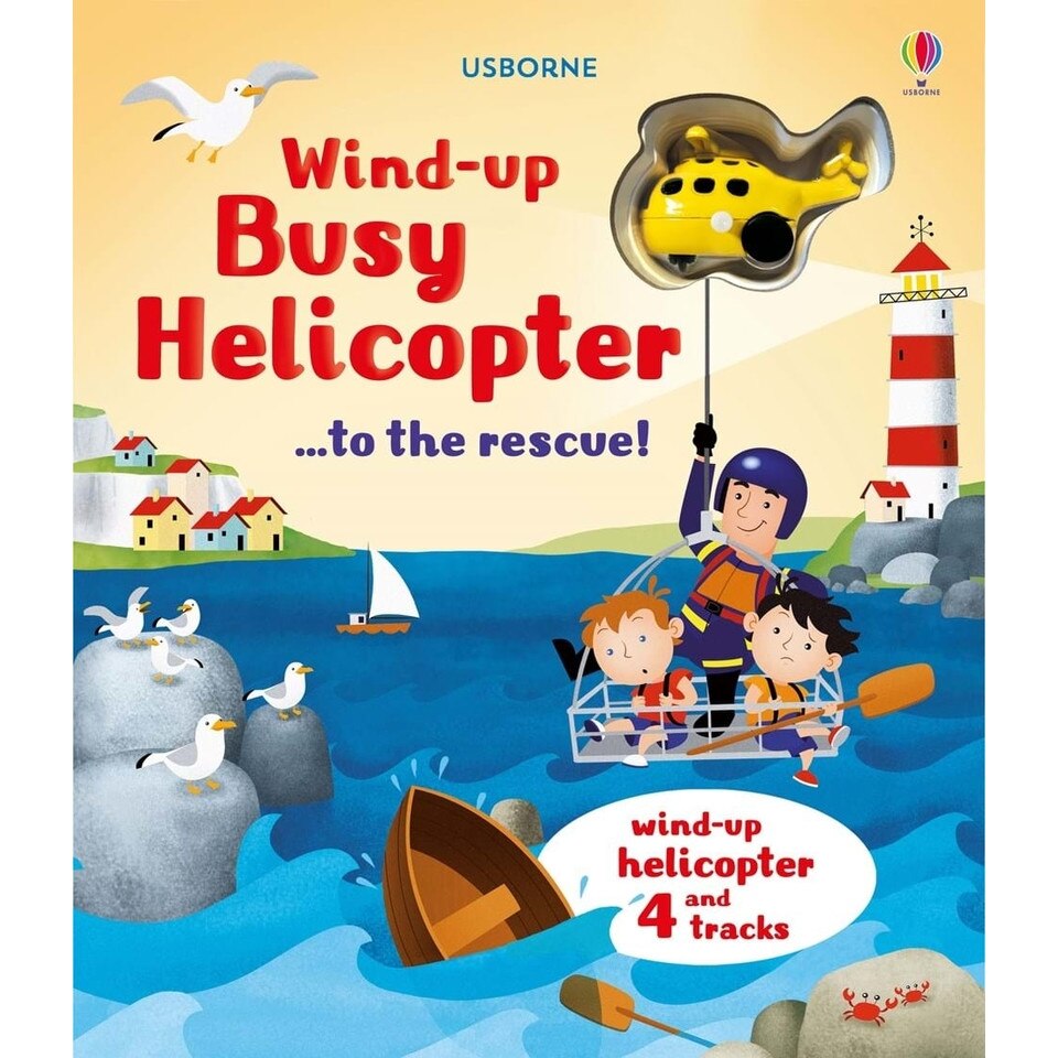 Carte cu jucarie elicopter Wind-up Busy Helicopter, Usborne
