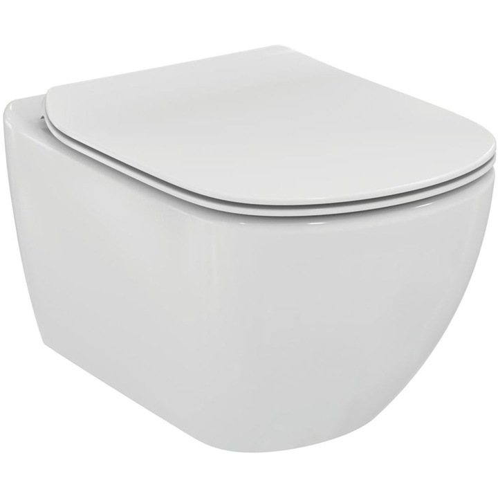 Окачена тоалетна чиния Ideal Standard Tesi T007901, Санитарен порцелан, Система на измиване AquaBlade, Включен комплект за монтаж, Alb