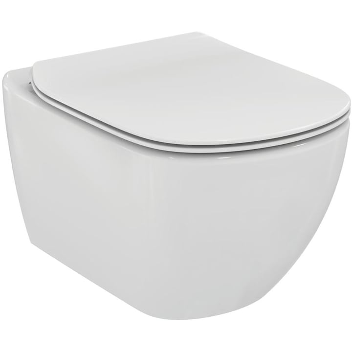 Vas WC suspendat Ideal Standard Tesi Aquablade, portelan sanitar, sistem de spalare AquaBlade, kit de montaj inclus, Alb