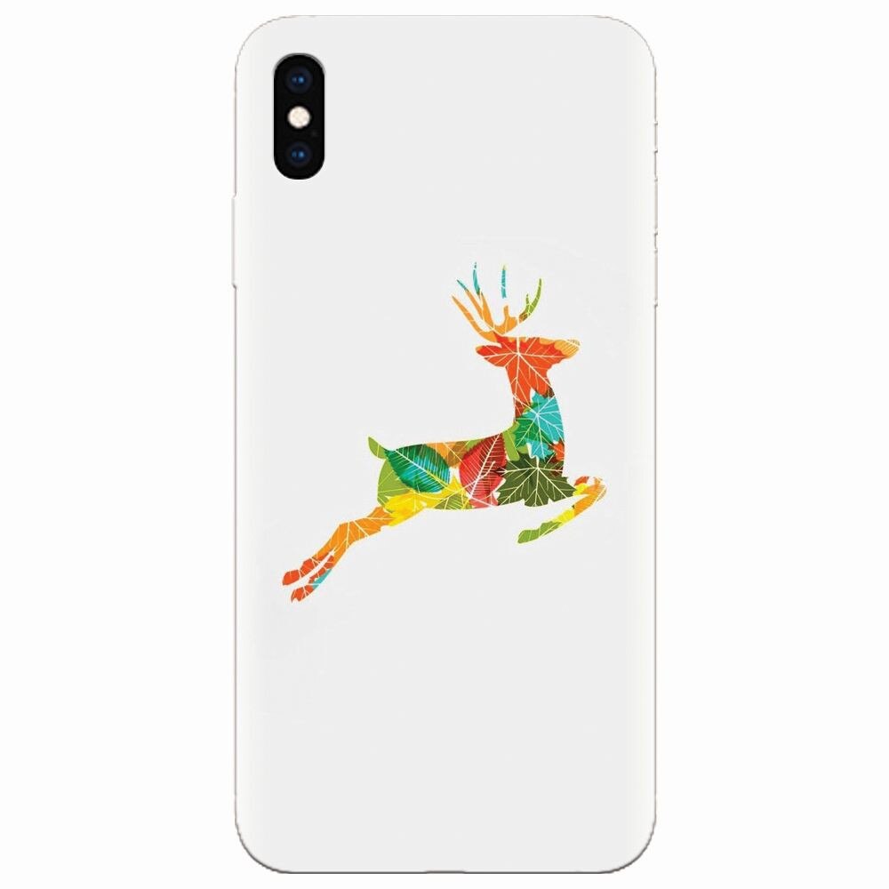 Husa silicon pentru Apple Iphone XS, Colorful Reindeer Jump Illustration