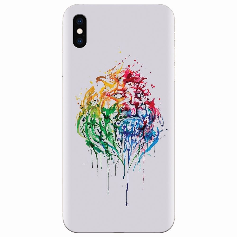 Husa silicon pentru Apple Iphone XS, Paint Illustration Lion Head