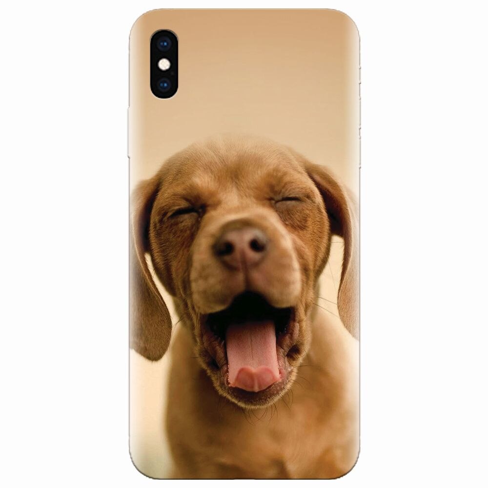 Husa silicon pentru Apple Iphone XS, Cute Yawning Puppy