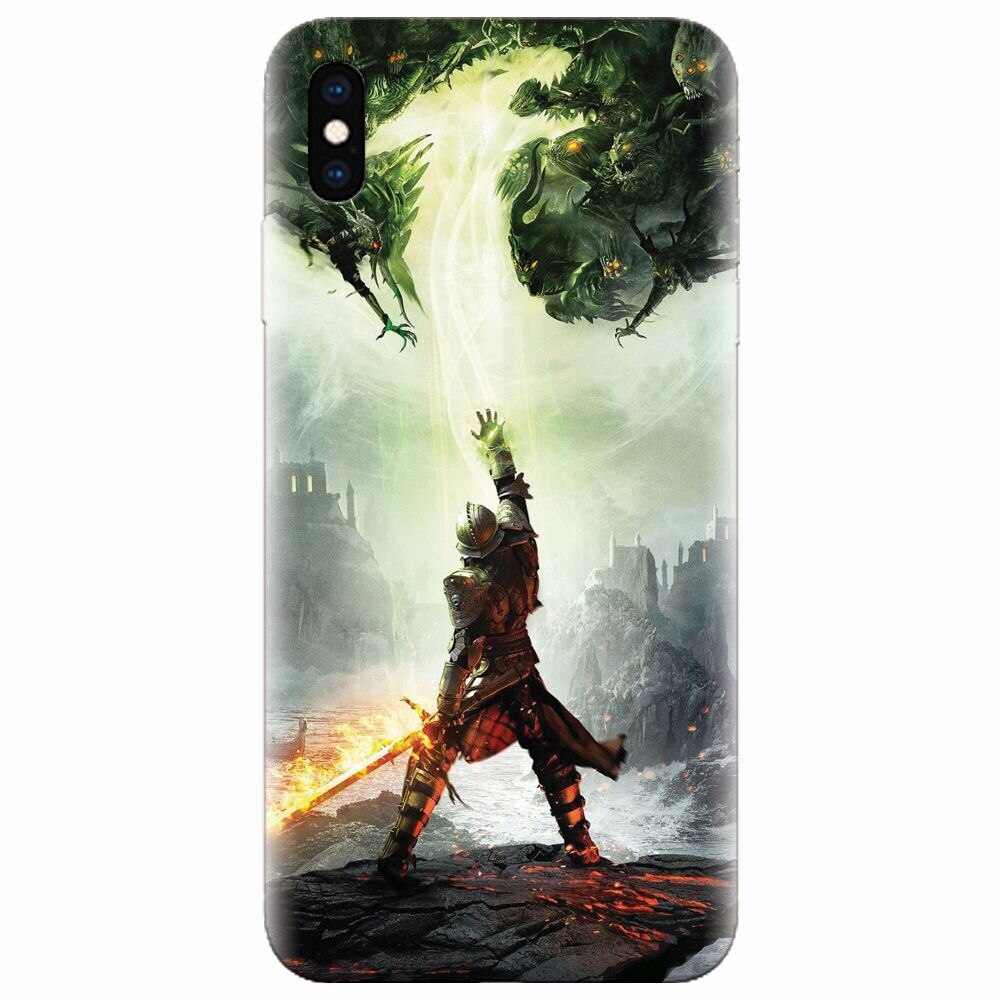 Husa silicon pentru Apple Iphone XS, Green Dragon