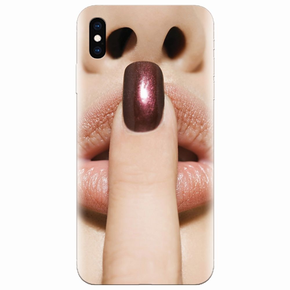 Husa silicon pentru Apple Iphone XS, Finger Purple Nailpolish Girl Lips
