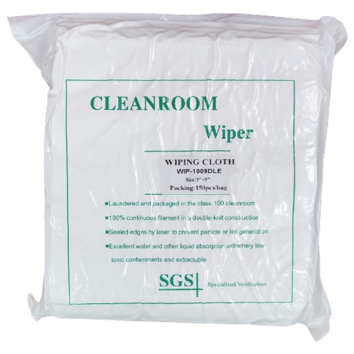 Set 150 servetele din poliester, fara praf, Cleanroom, 1009D-LE, 23x23cm