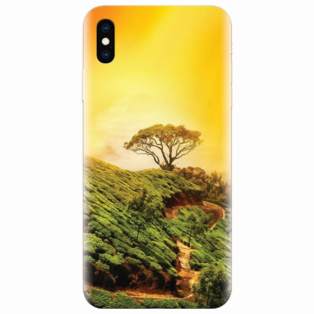 Husa silicon pentru Apple Iphone XS, Hill Top Tree Golden Light