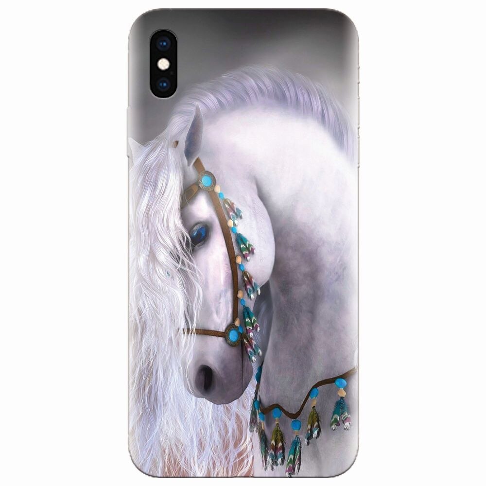Husa silicon pentru Apple Iphone XS, White Horse
