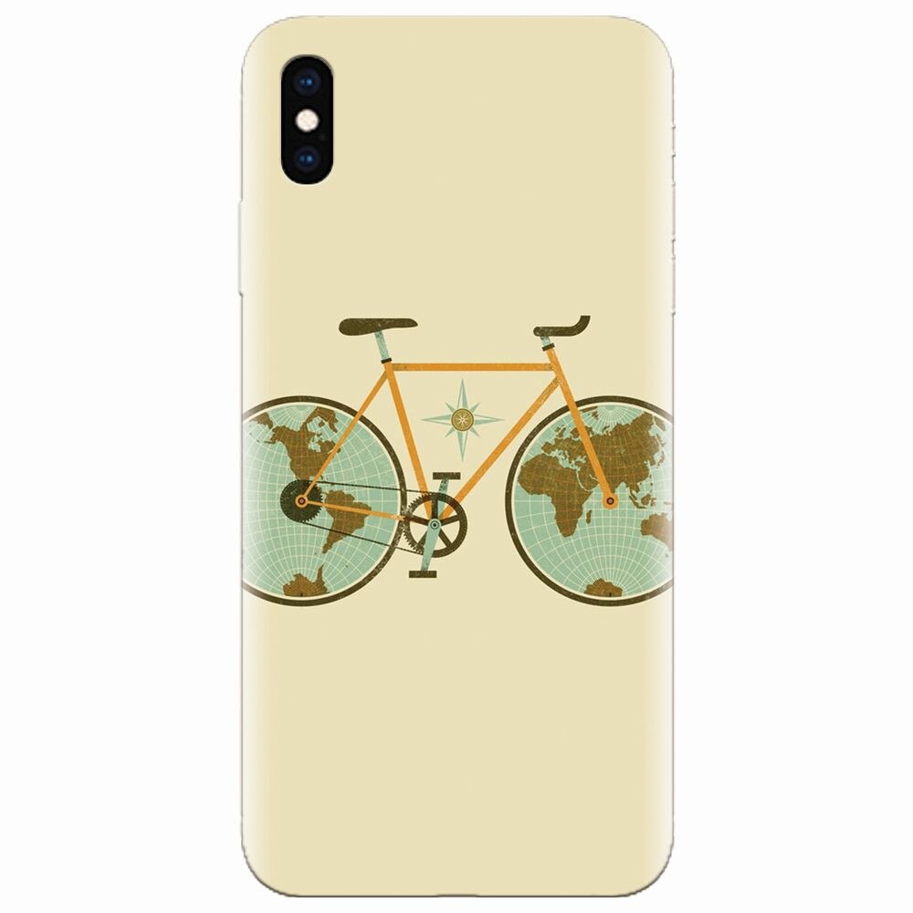 Husa silicon pentru Apple Iphone XS, Retro Bicycle Illustration