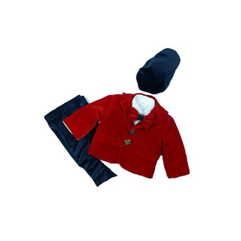 Costum elegant 5 piese pentru baieti colibri 2001-RO, Rosu, 80 cm Costum elegant 5 piese pentru baieti colibri 2001-RO, Rosu, 80 cm