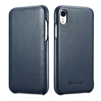 Husa iPhone XR, iCarer Luxury Curved, din piele naturala cu clapeta curbata, tip carte, culoare Albastru Husa iPhone XR, iCarer Luxury Curved, din piele naturala cu clapeta curbata, tip carte, culoare Albastru