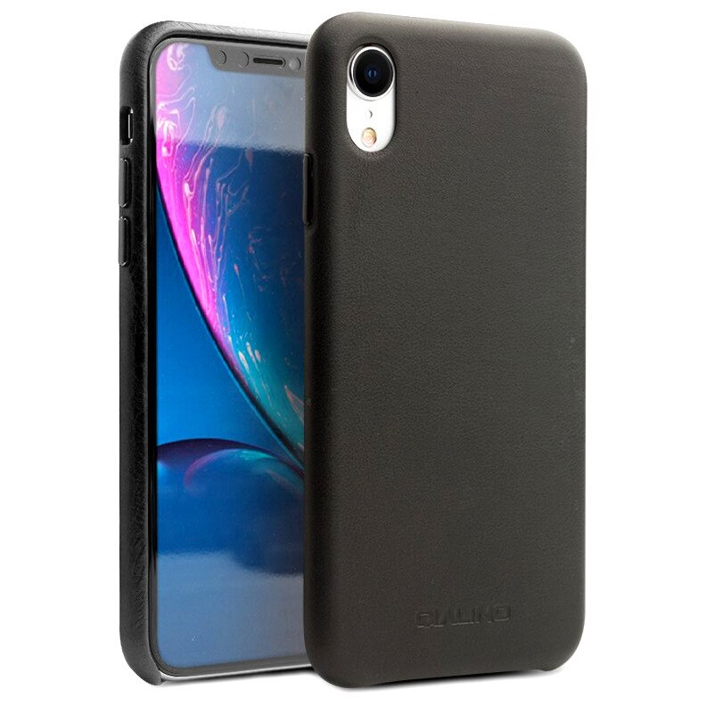 Husa iPhone XR, Qialino Classic, slim din piele de vitel, tip back cover, culoare Negru
