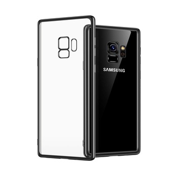 Husa Samsung Galaxy S9 PLUS, Silicon ultraslim, cu spate transparent si cadru, Negru Husa Samsung Galaxy S9 PLUS, Silicon ultraslim, cu spate transparent si cadru, Negru