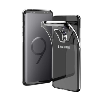 Husa Samsung Galaxy S9 PLUS, Silicon ultraslim, cu spate transparent si cadru, Silver Husa Samsung Galaxy S9 PLUS, Silicon ultraslim, cu spate transparent si cadru, Silver