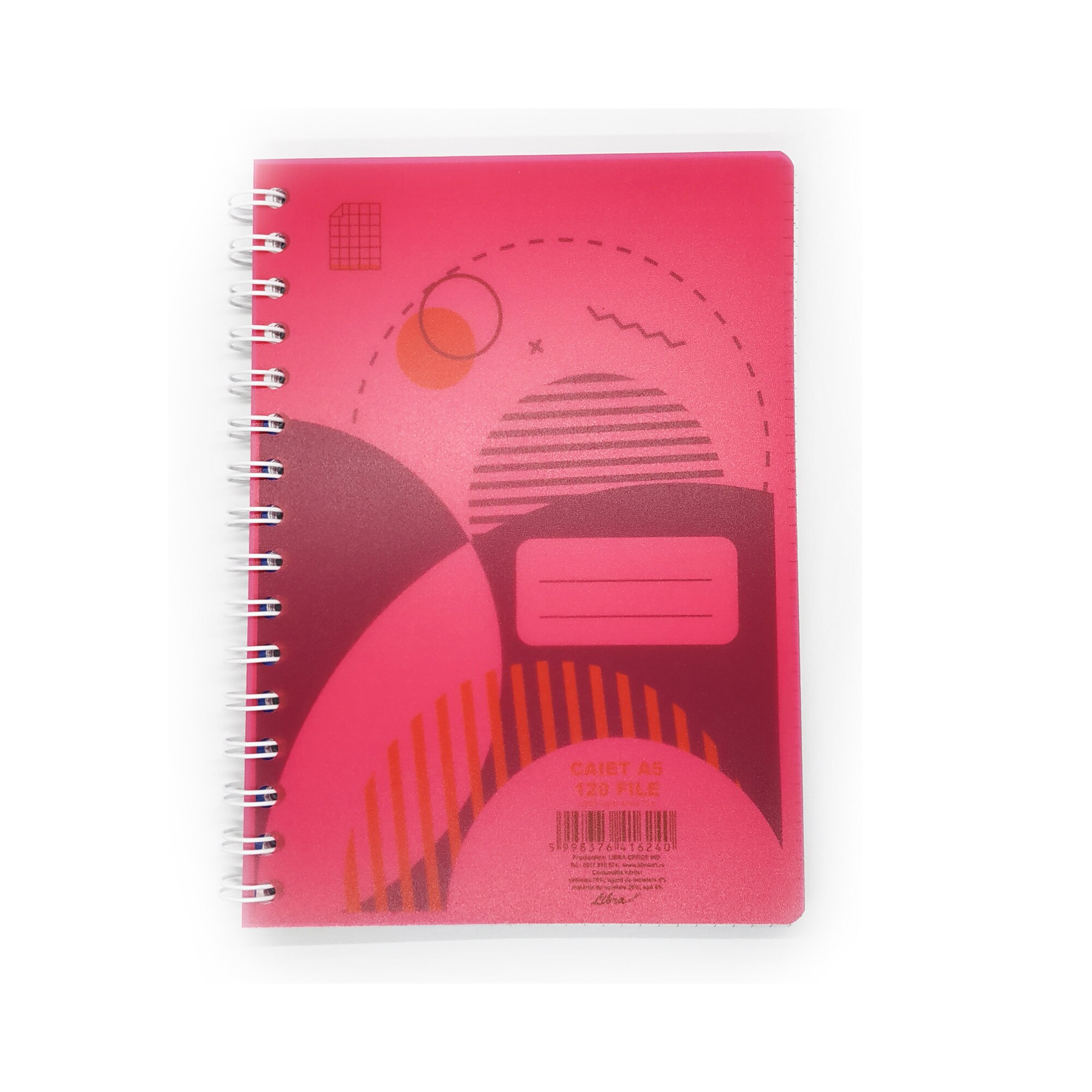 Caiet A5 120 file spirala aritmetica, coperta plastic rosu