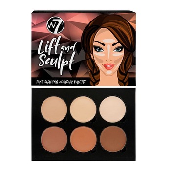 Paleta de 6 Corectoare Cremoase W7 Lift And Sculpt Face Shaping Contour Palette pentru Conturare si Definire, 21g Paleta de 6 Corectoare Cremoase W7 Lift And Sculpt Face Shaping Contour Palette pentru Conturare si Definire, 21g
