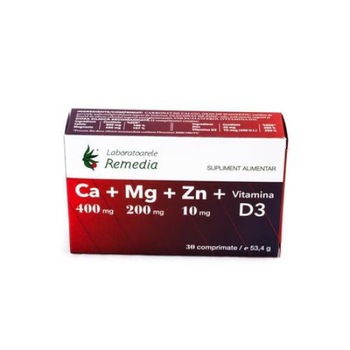 Ca + Mg + Zn + Vitamina D3, 40 comprimate , Remedia Ca + Mg + Zn + Vitamina D3, 40 comprimate , Remedia