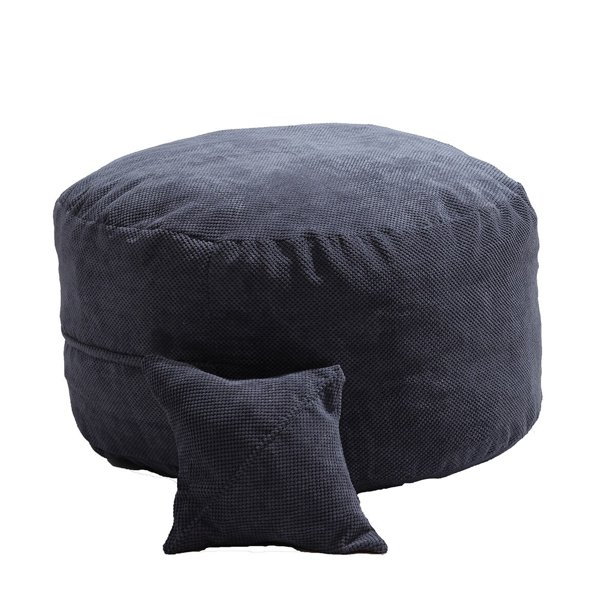 Set Fotoliu Puf Matusalem + Perna decorativa - Dusty Blue (Gama Plush Honey) umplut cu fulgi de burete memory mix®