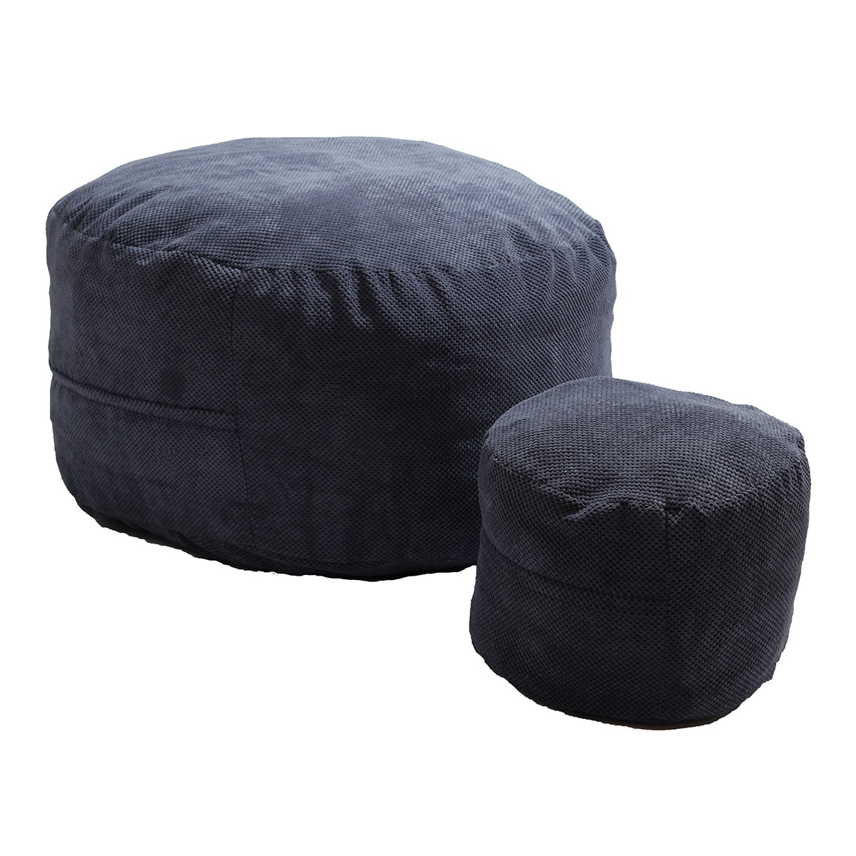 Set Fotoliu Puf Matusalem + Otoman - Dusty Blue (Gama Plush Honey) umplut cu fulgi de burete memory mix®
