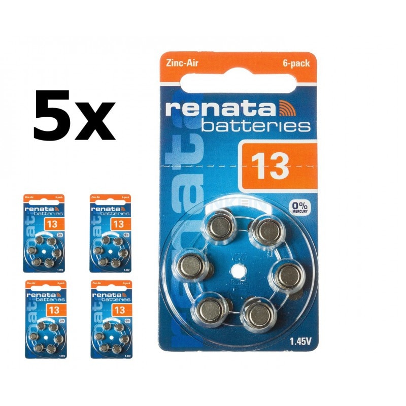 Renata ZA 13 1.45V baterii aparate auditive Set 5x Blistere