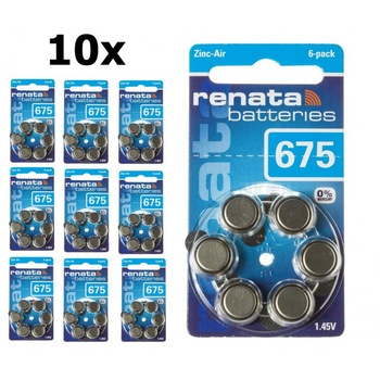 Renata 675 / ZA675 / PR44 baterii petru aparate auditive 1.45V Set 10x Blistere Renata 675 / ZA675 / PR44 baterii petru aparate auditive 1.45V Set 10x Blistere