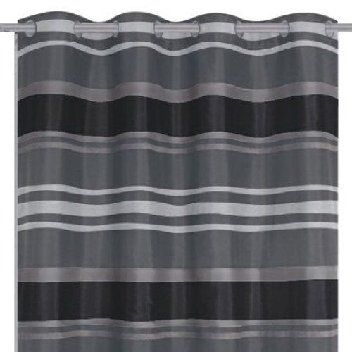 Perdea gri, cu inele tip capsa, iMK®, cu dungi , 140 x 250 cm