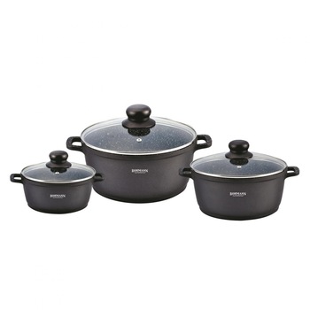 Set oale Bohman BH 6006, 6 piese, Acoperire Marmura, Inductie, Negru Set oale Bohman BH 6006, 6 piese, Acoperire Marmura, Inductie, Negru