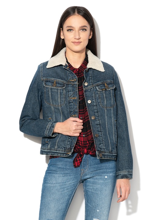 Lee, Яке Storm Rider от деним и пухена подплата, Тъмносин