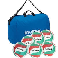 Set 6 mingi volei antrenament si competitie Molten PRO, geanta de transport