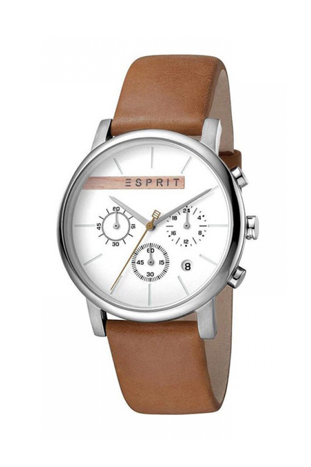 Esprit, Ceas cronograf cu o curea de piele, Maro caramel