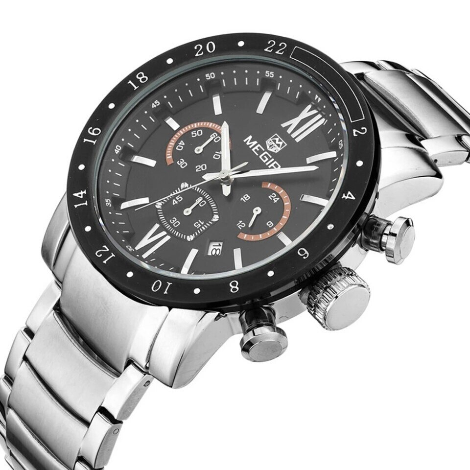 Ceas barbatesc casual Megir Alpiner, argintiu