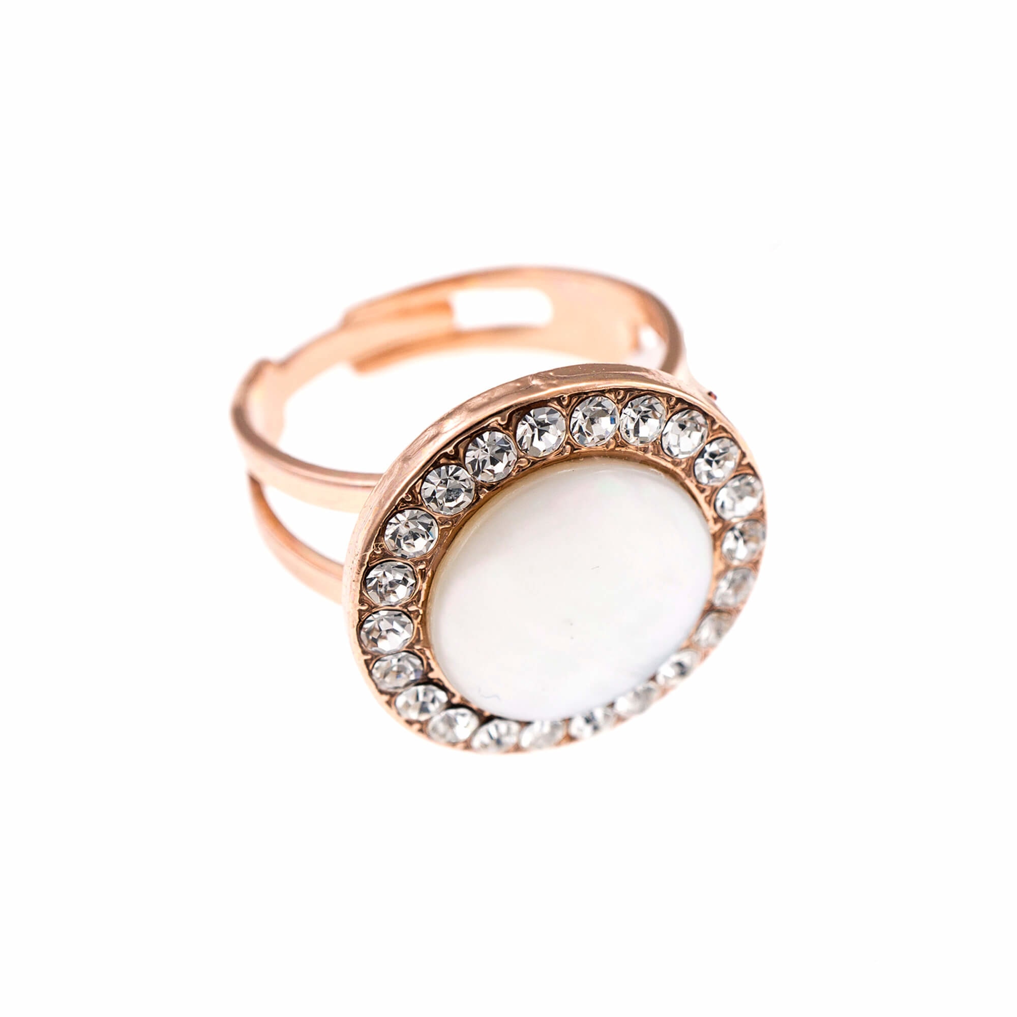 Inel placat cu Aur roz de 24K, Cristale si Pietre semipretioase, On a Clear Day by Roxannes - Mariana Jewellery, Alb 7418/1-M001RG