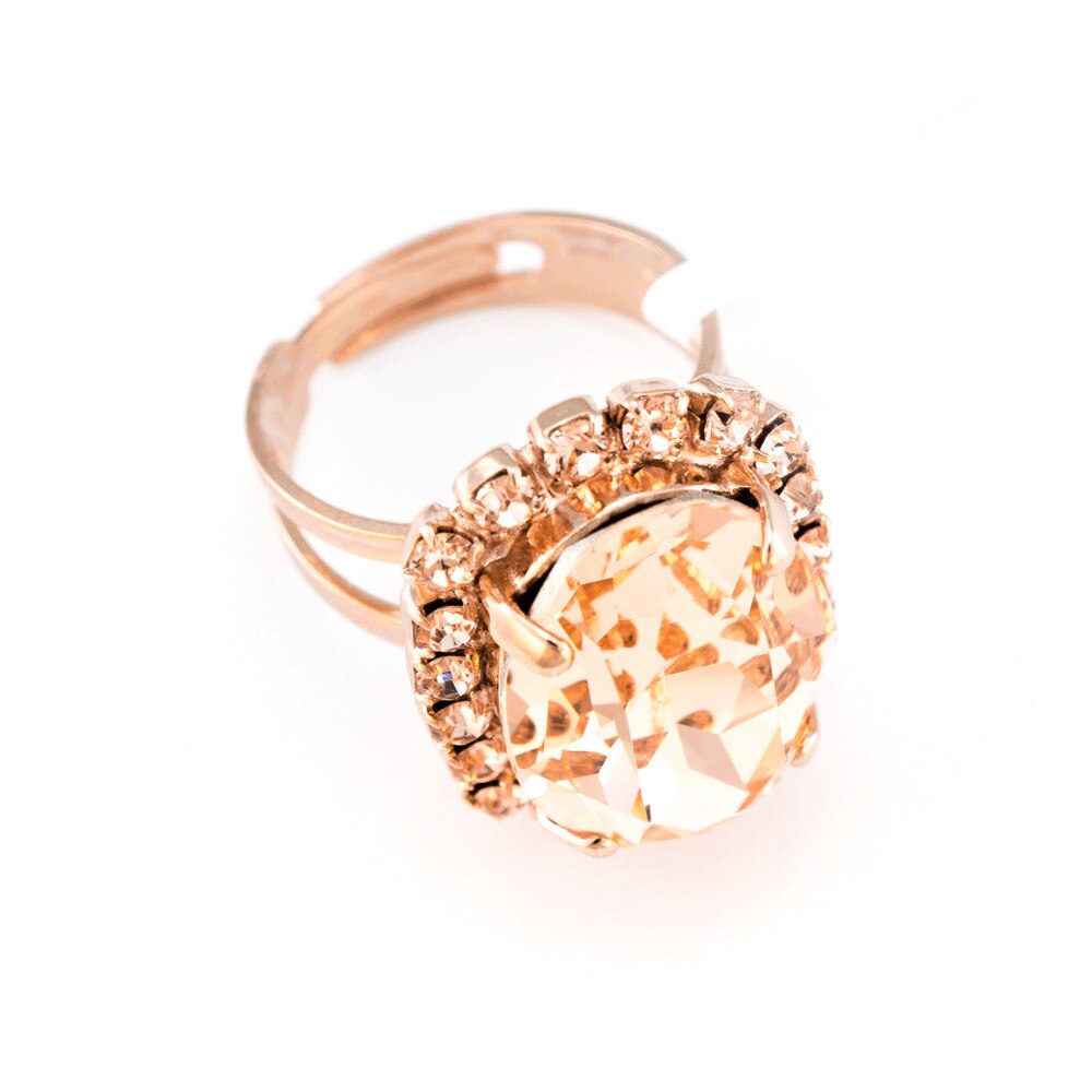 Inel placat cu Aur roz de 24K, Cristale, Jackie by Roxannes - Mariana Jewellery, Bej 7090/1-39132RG