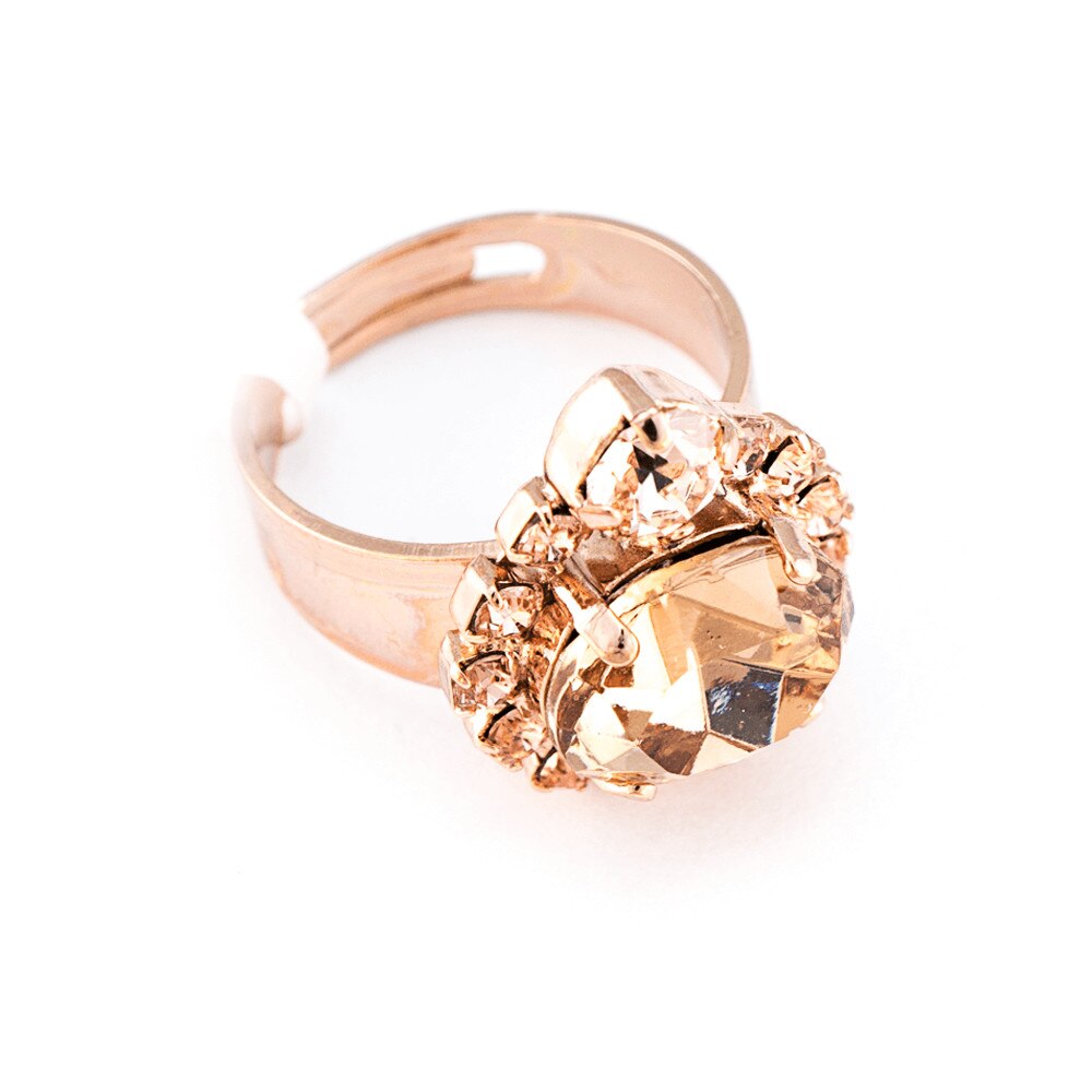 Inel placat cu Aur roz de 24K, Cristale, Jackie by Roxannes - Mariana Jewellery, Bej 7132-39132RG