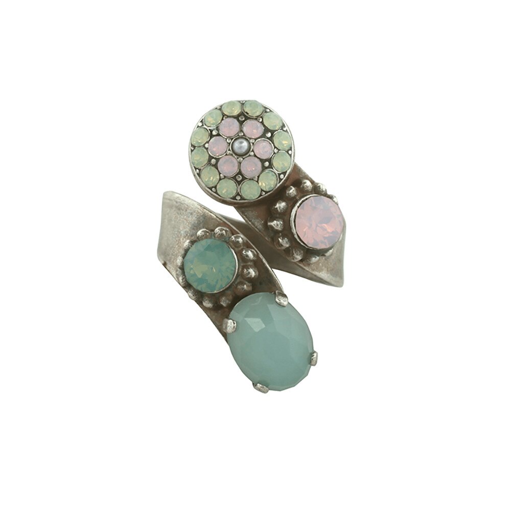 Inel placat cu Argint 925, Cristale si perle, Morning Glory by Roxannes - Mariana Jewellery, Vernil/Roz 7416-1342sp