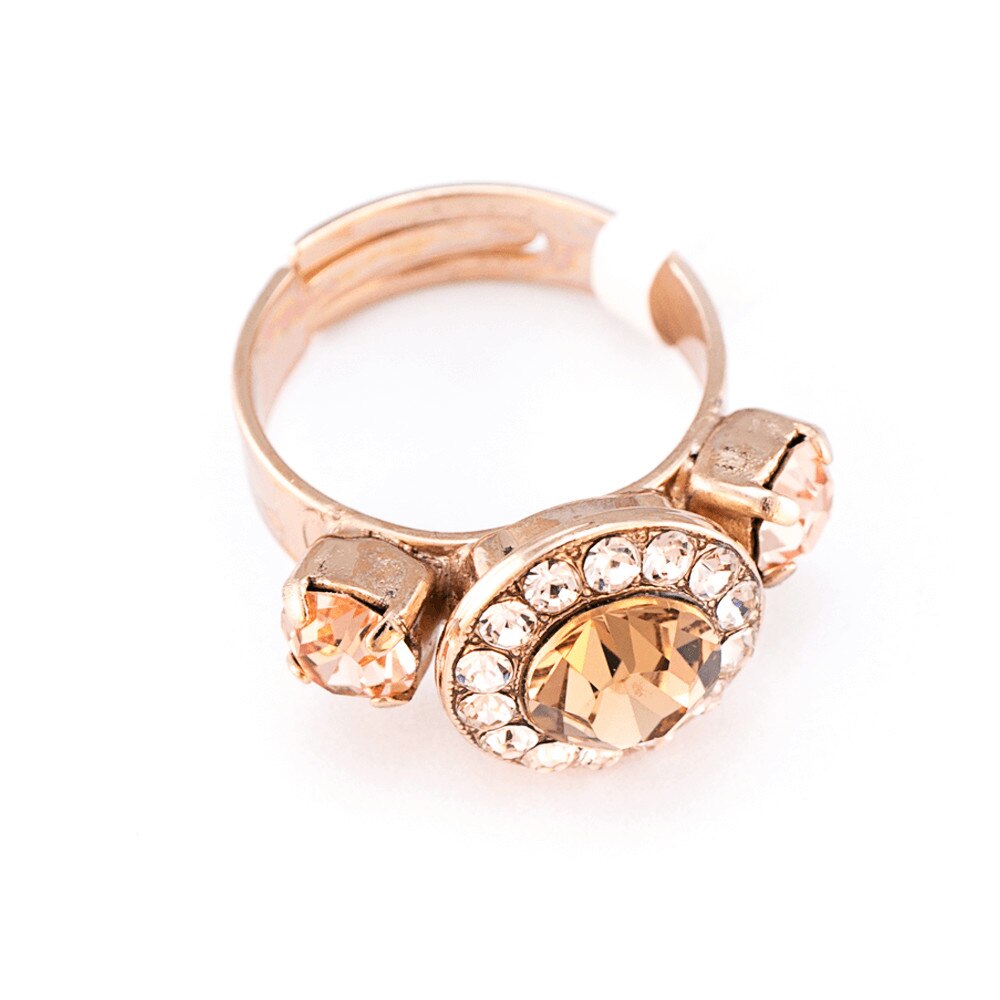 Inel placat cu Aur roz de 24K, Cristale, Jackie by Roxannes - Mariana Jewellery, Bej 7084-39132RG