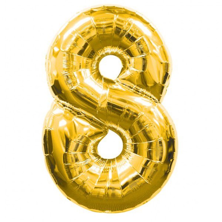 Balon folie cifra 8 auriu 40cm