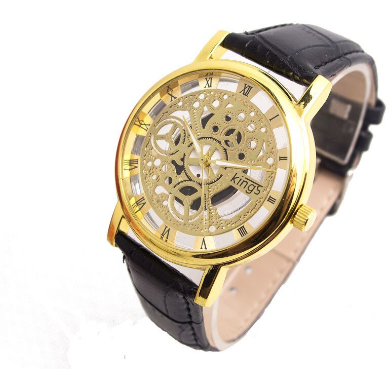 Ceas dama casual Quartz Kings Lady, negru-auriu