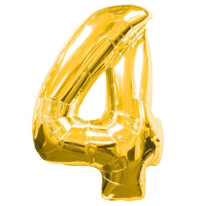 Balon folie cifra 4 auriu 40cm