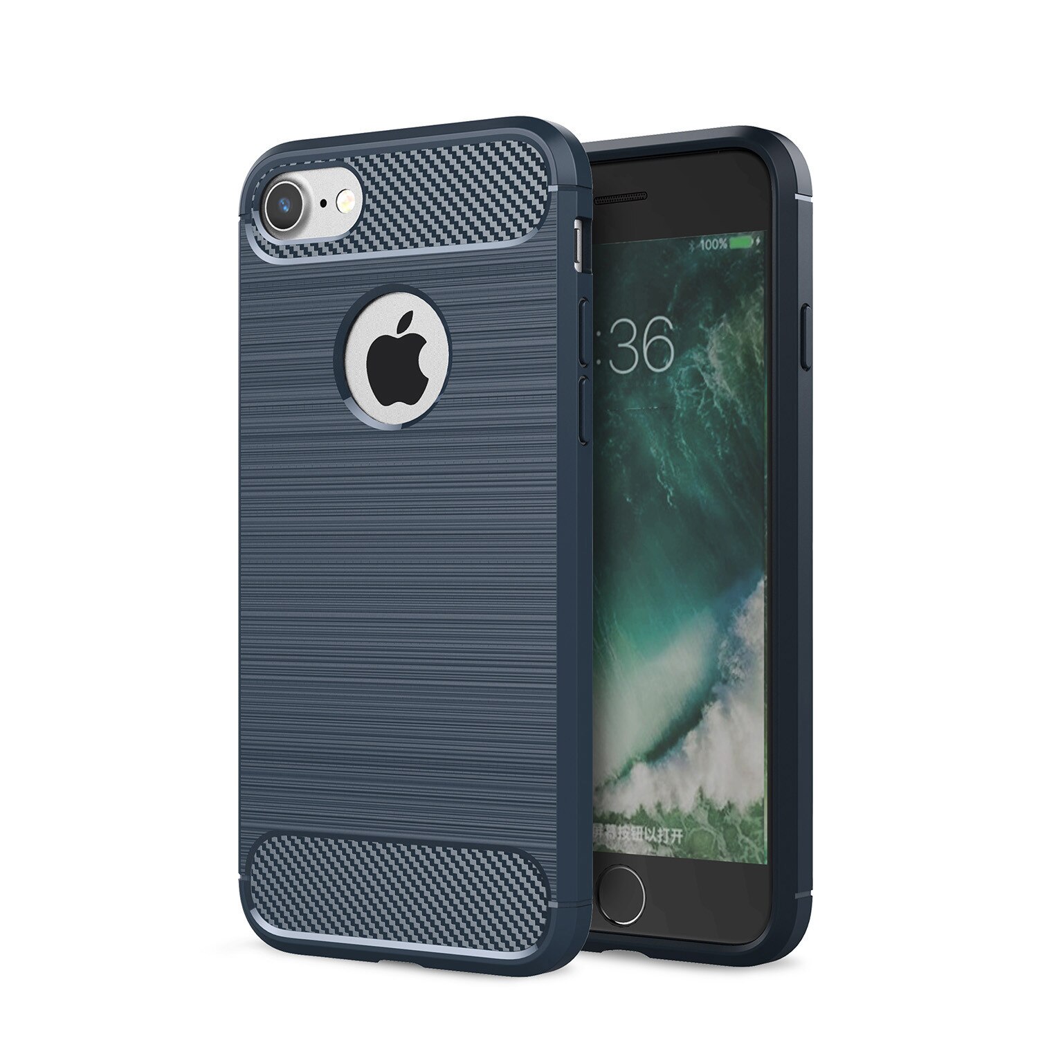 Husa de protectie pentru iPhone 7 / iPhone 8 Carbon Fiber CH120 Bleumarin