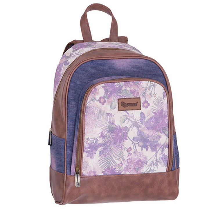 Rucsac Pulse jeans floral Cu un compartiment principal, un compartiment facial si un laptop