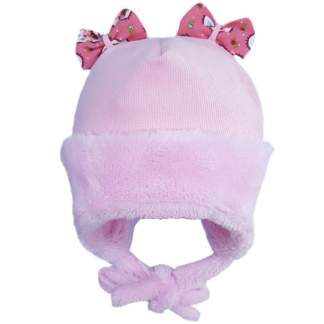 Caciula iarna Mic Pitic C53NN cu fundite, roz, 42 cm