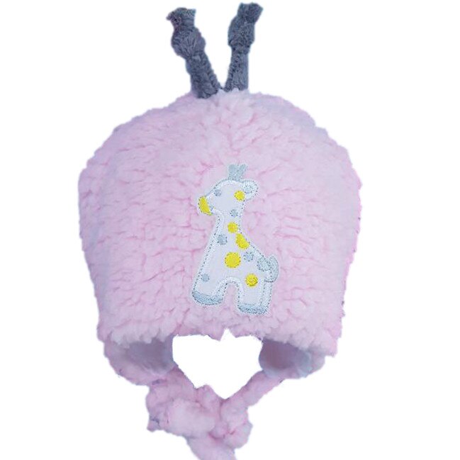 Caciula iarna Mic Pitic C59NN broderie girafa, Roz