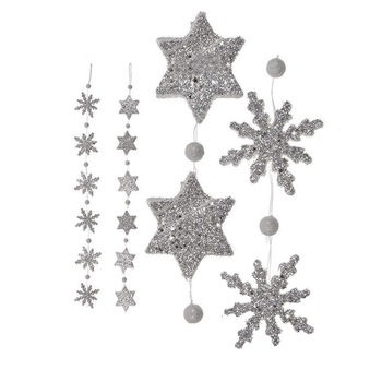 Ghirlanda decorativa cu stelute si fulgi de nea cu sclipici - 1,1 m, Radar 960267 Ghirlanda decorativa cu stelute si fulgi de nea cu sclipici - 1,1 m, Radar 960267