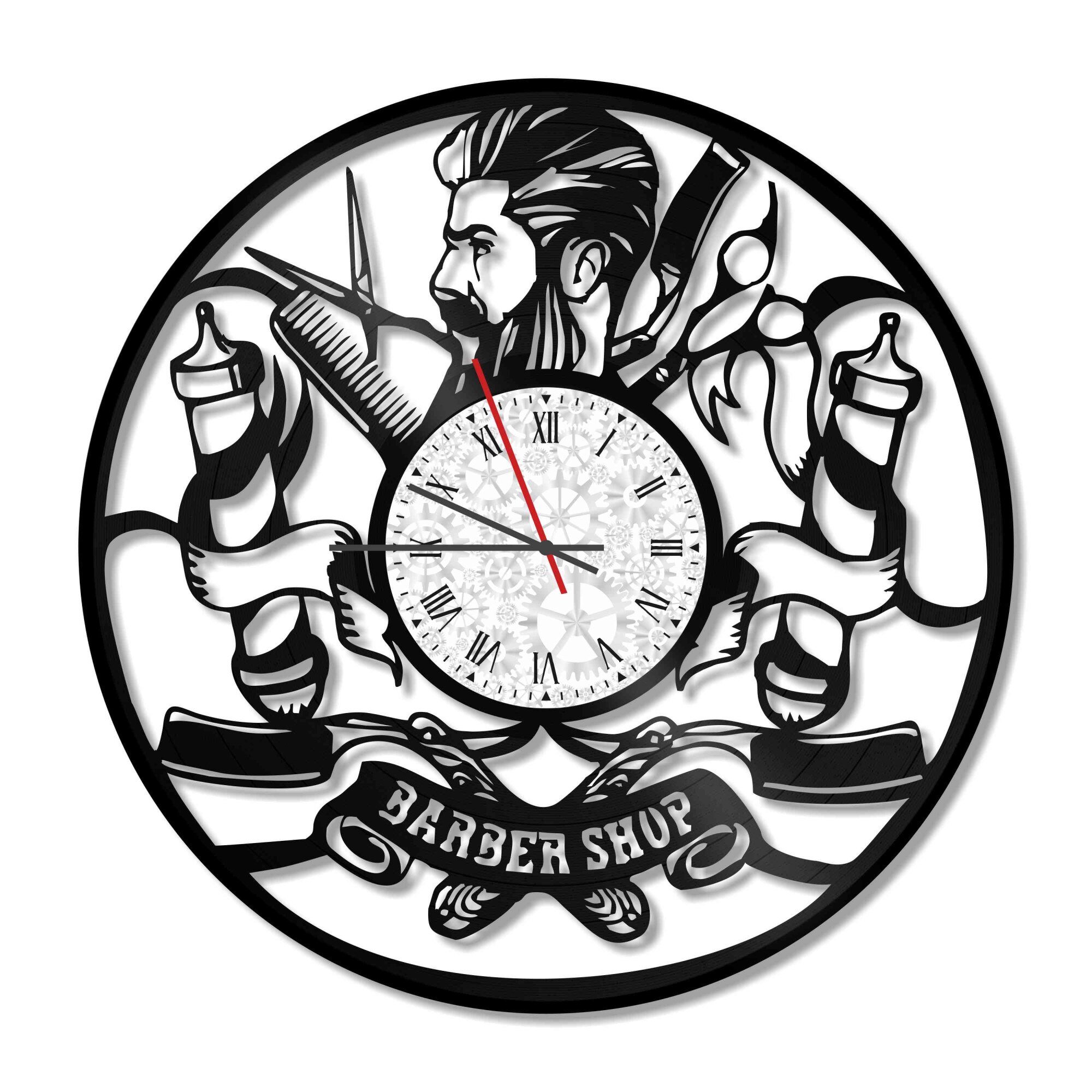 Ceas de perete Vintage din Vinil - Revival Vinyl Wall Clock Barber Shop 3