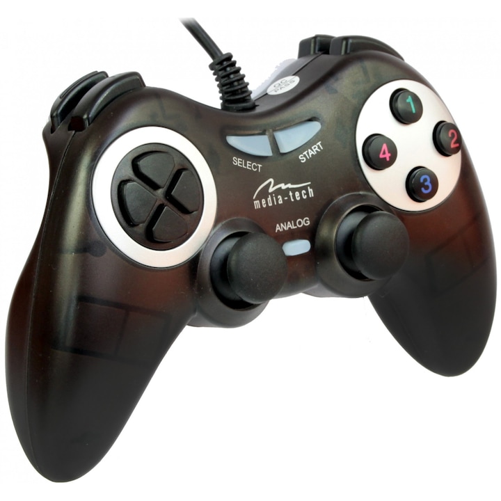 Gamepad Media-Tech Digital/Analog pentru PC, cu Vibratii, Negru