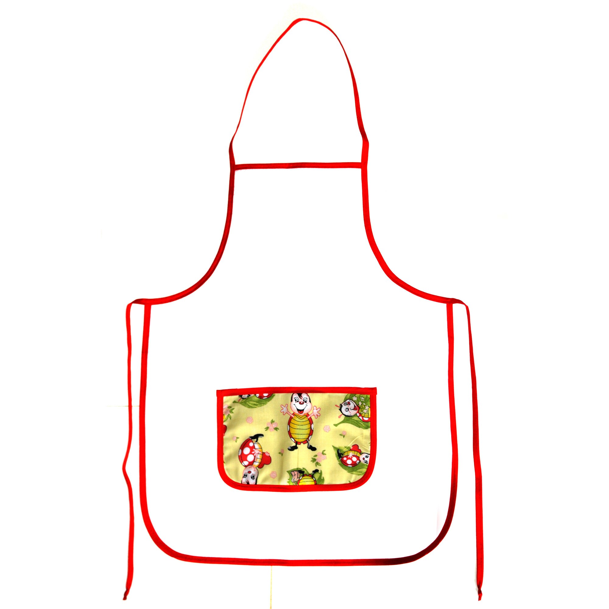 Sort bucatarie copii, handmade, Atelier Diversis, fas impermeabil, alb ,cu buzunar gargarite, S