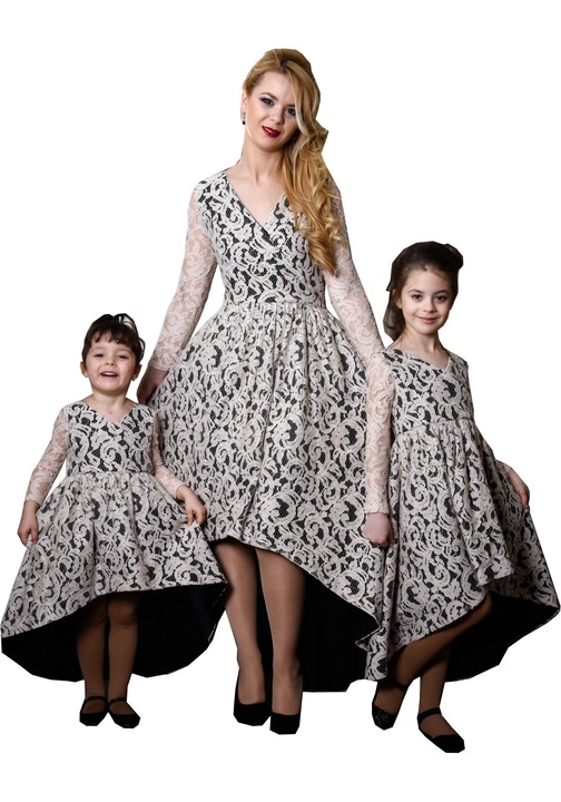 Set mama-fiica asimetric, Bej