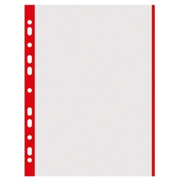 Folie protectie transparenta, cu margine color, 40 microni, 100 folii/set, DONAU - margine rosie