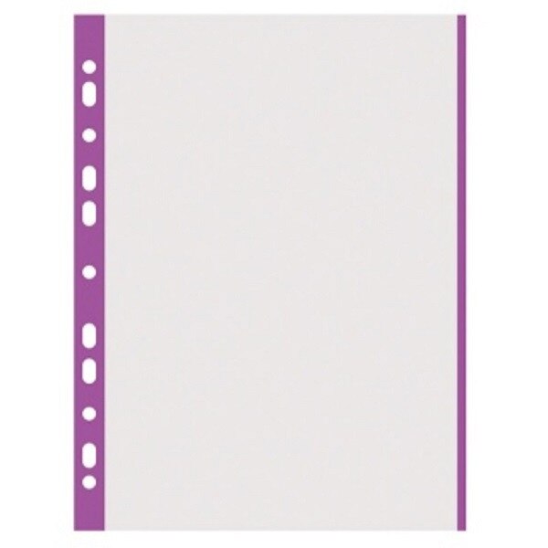 Folie protectie transparenta, cu margine color, 40 microni, 100 folii/set, DONAU - margine violet