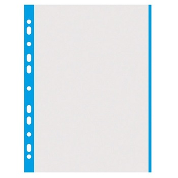 Folie protectie transparenta, cu margine color, 40 microni, 100 folii/set, DONAU - margine albastra Folie protectie transparenta, cu margine color, 40 microni, 100 folii/set, DONAU - margine albastra